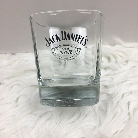 Jack Daniel’s Brand Old Number No 7 Whiskey Barware Rocks Glass Tumbler Square - Picture 1 of 8